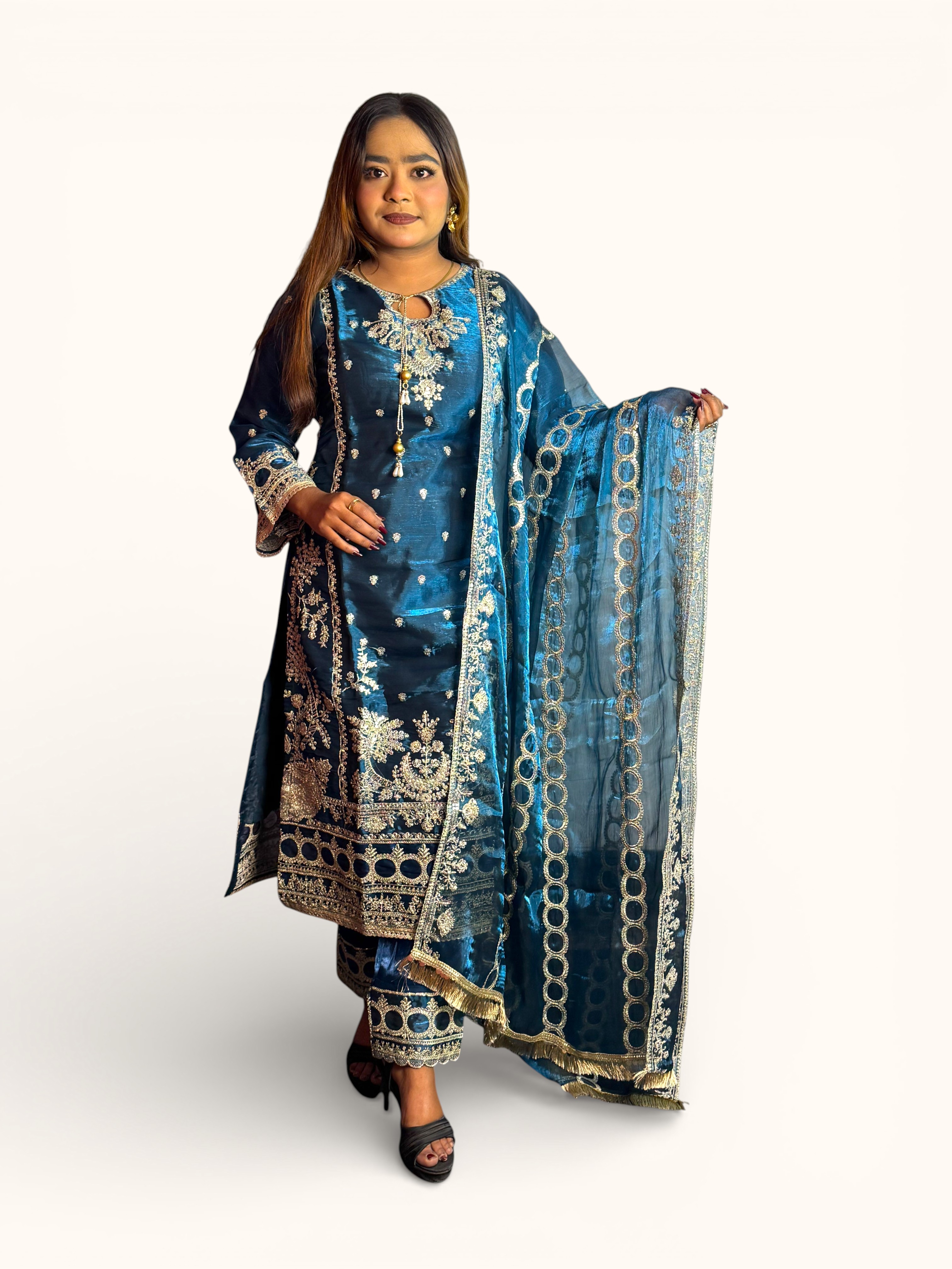 Noor-e-Sea Green Tissue Luxury Embroidered Salwar Kameez