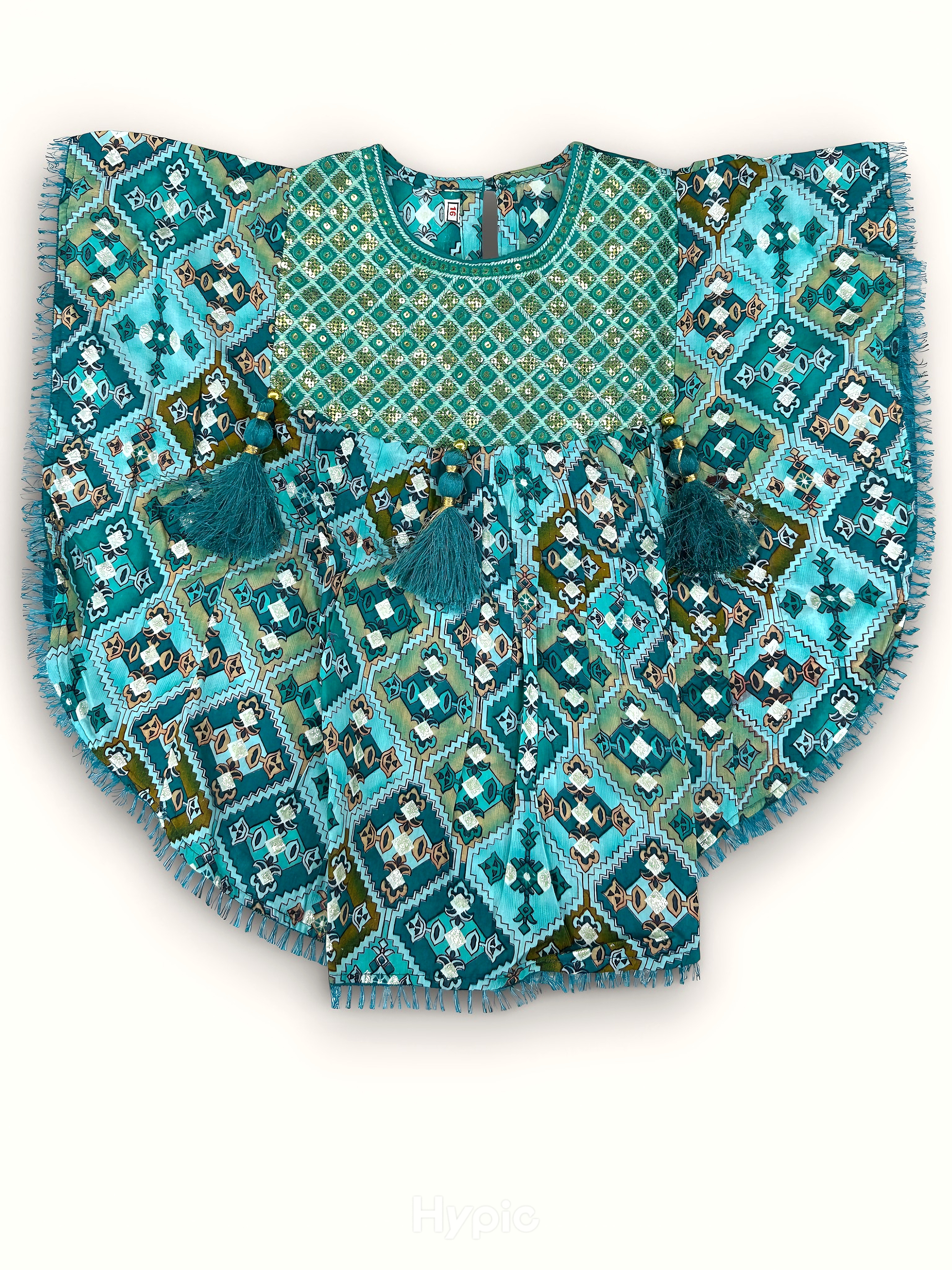Turquoise Blue Embroidered Kaftan