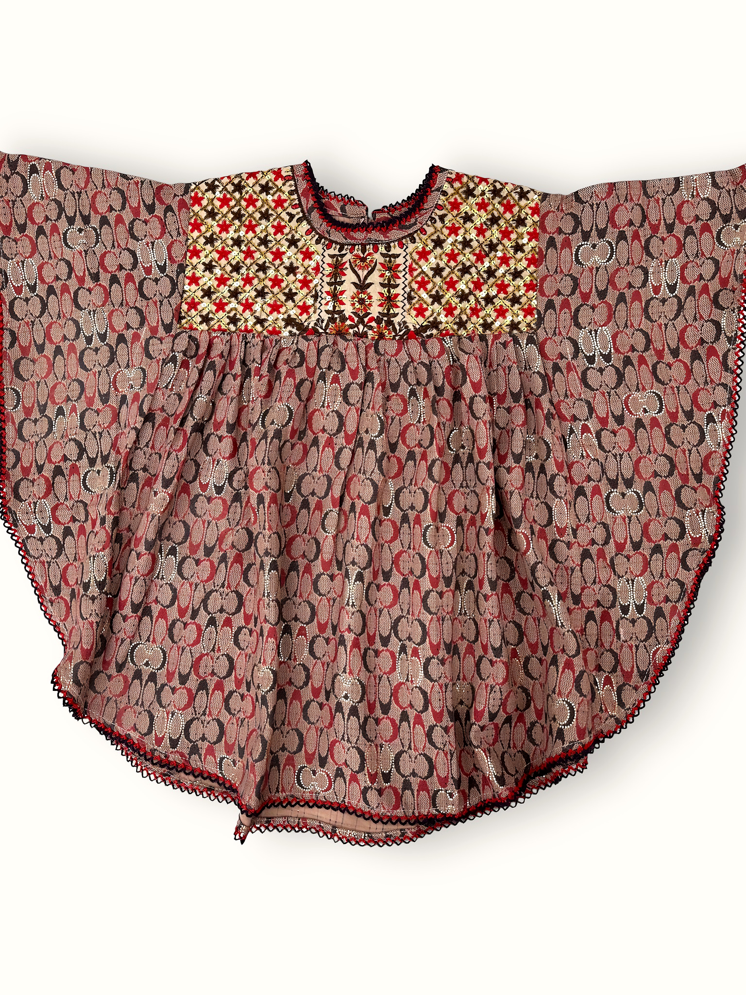 Light Maroon and Black Combination Kaftan