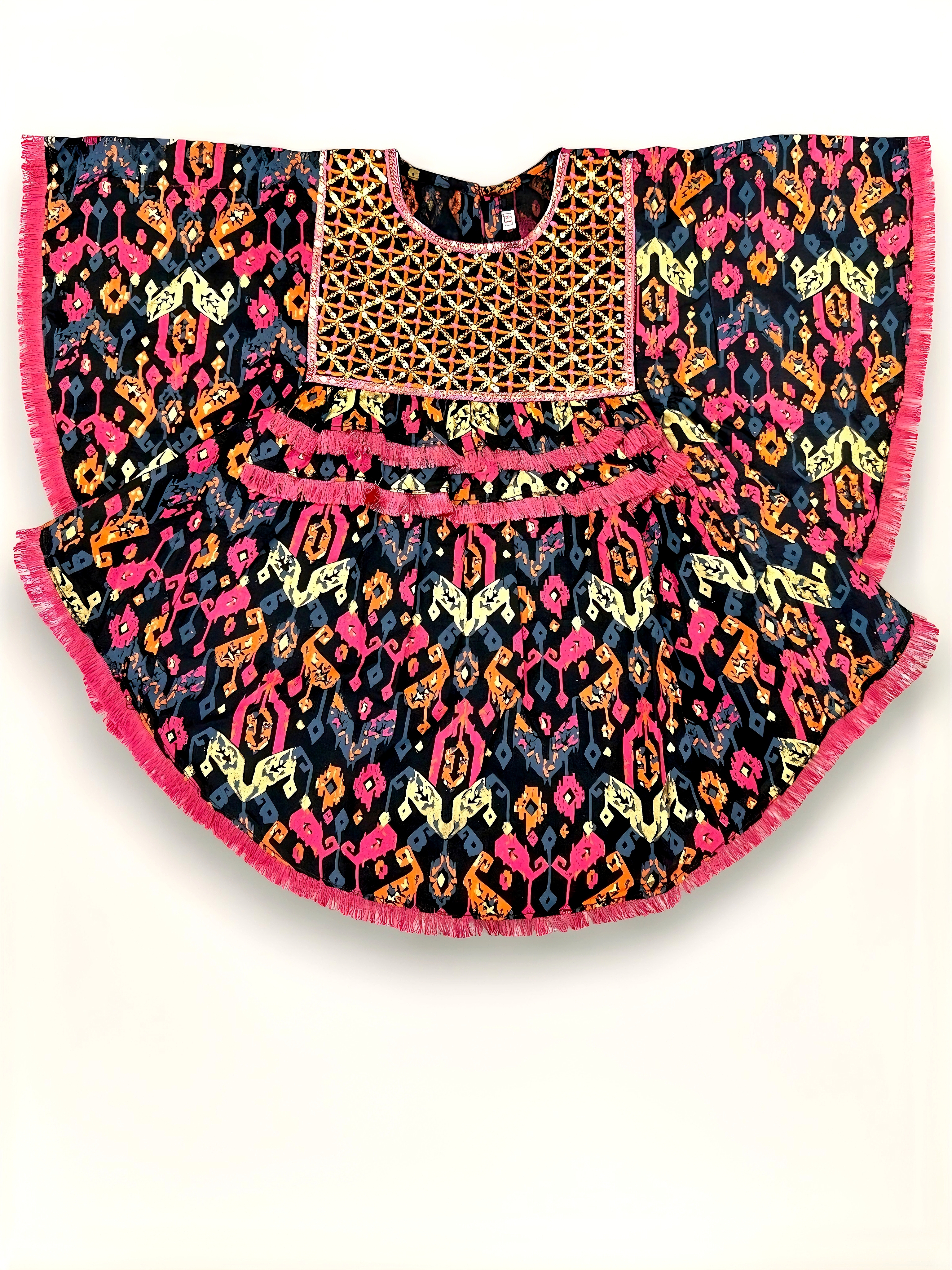 Black And Maroon Screan Print Kaftan