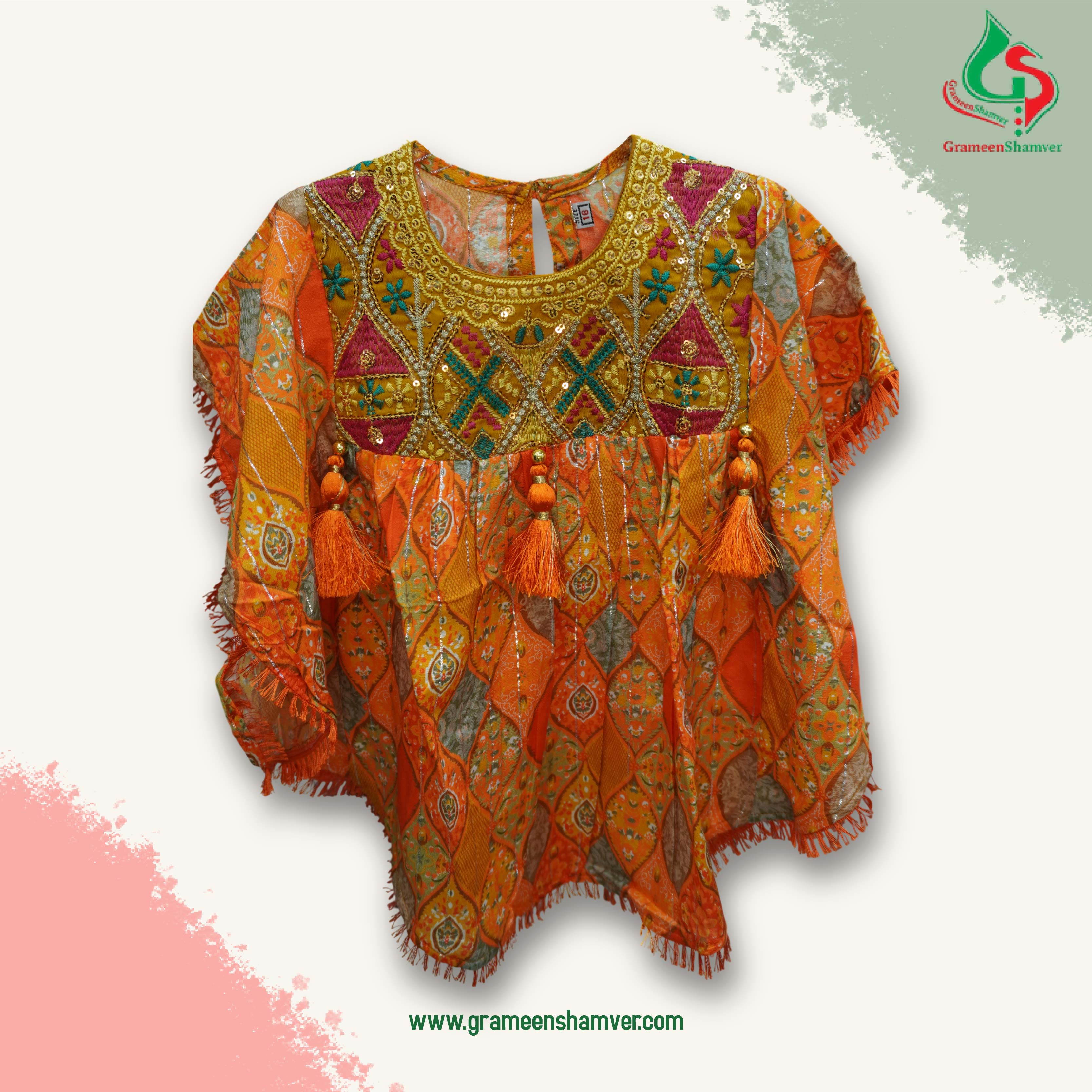 Mustard Yellow Embroidered Kaftan