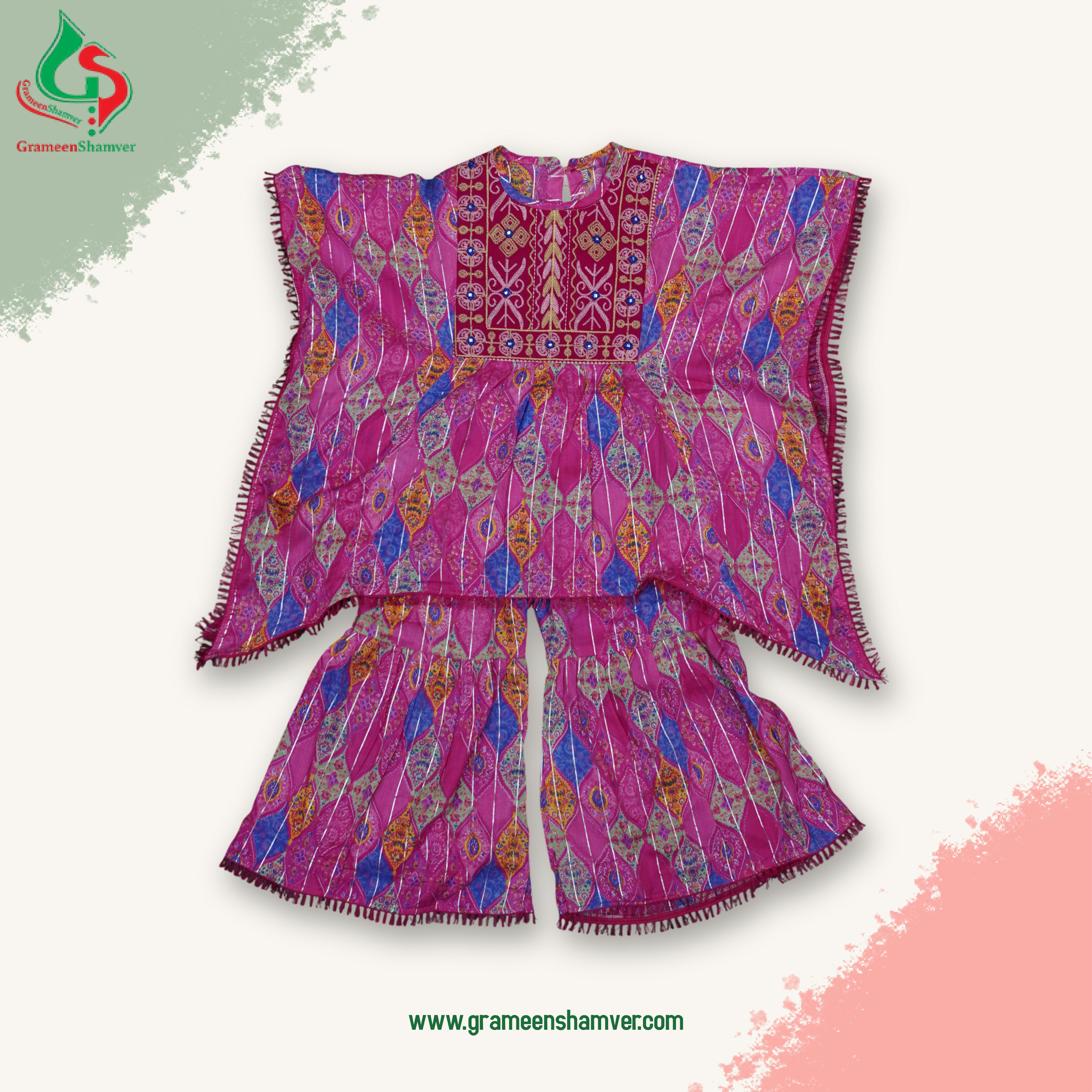 Deep Pink And Sequence Embroidery Two Piece