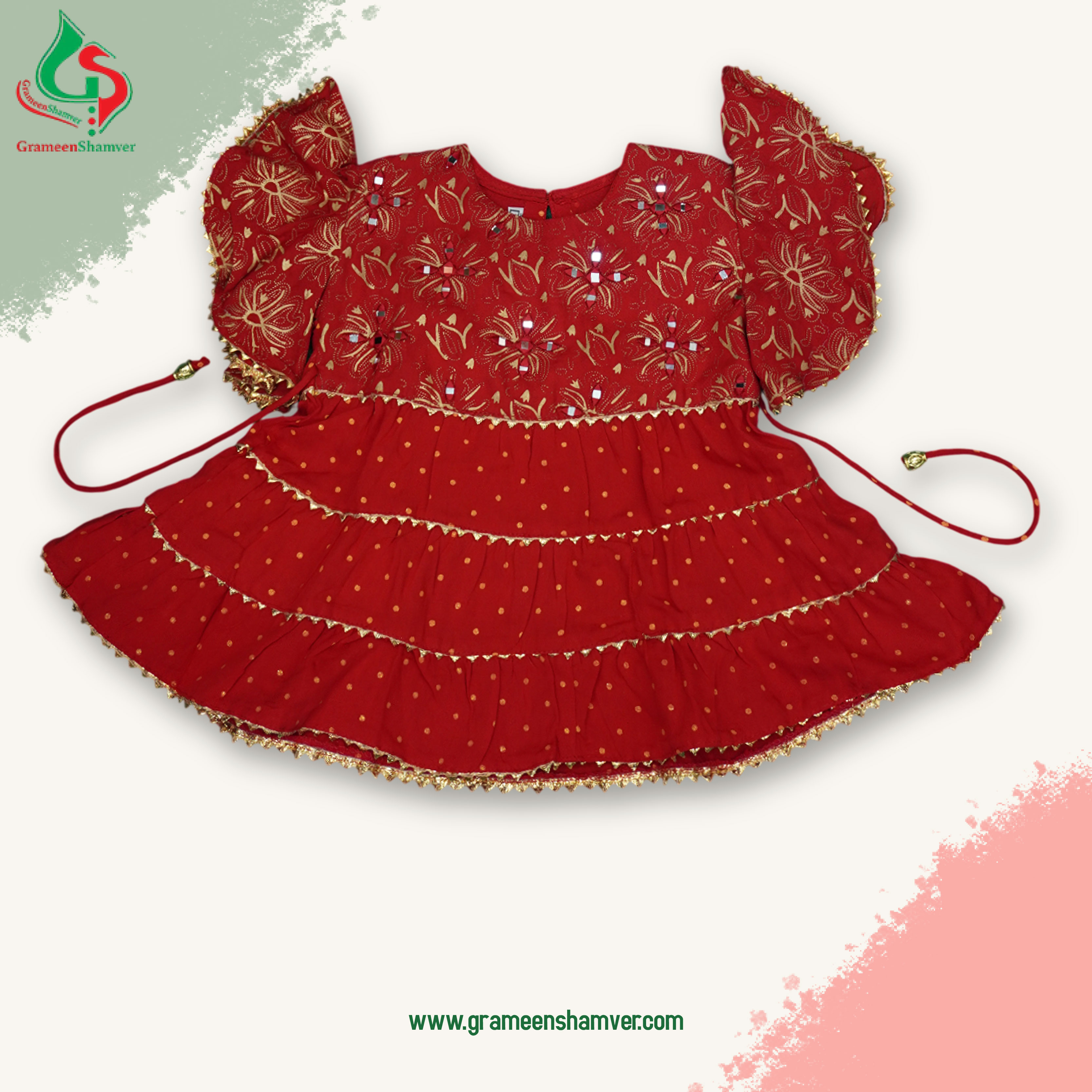 Red And Glass Embroidery Single Frog