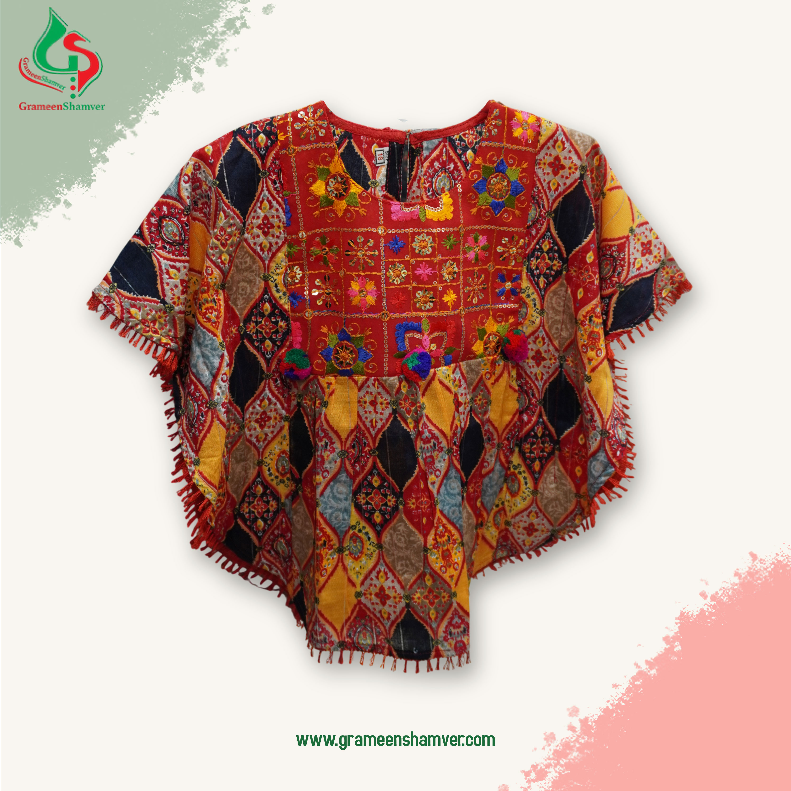 Deep Black And Yellow Combination Embroidered Kaftan