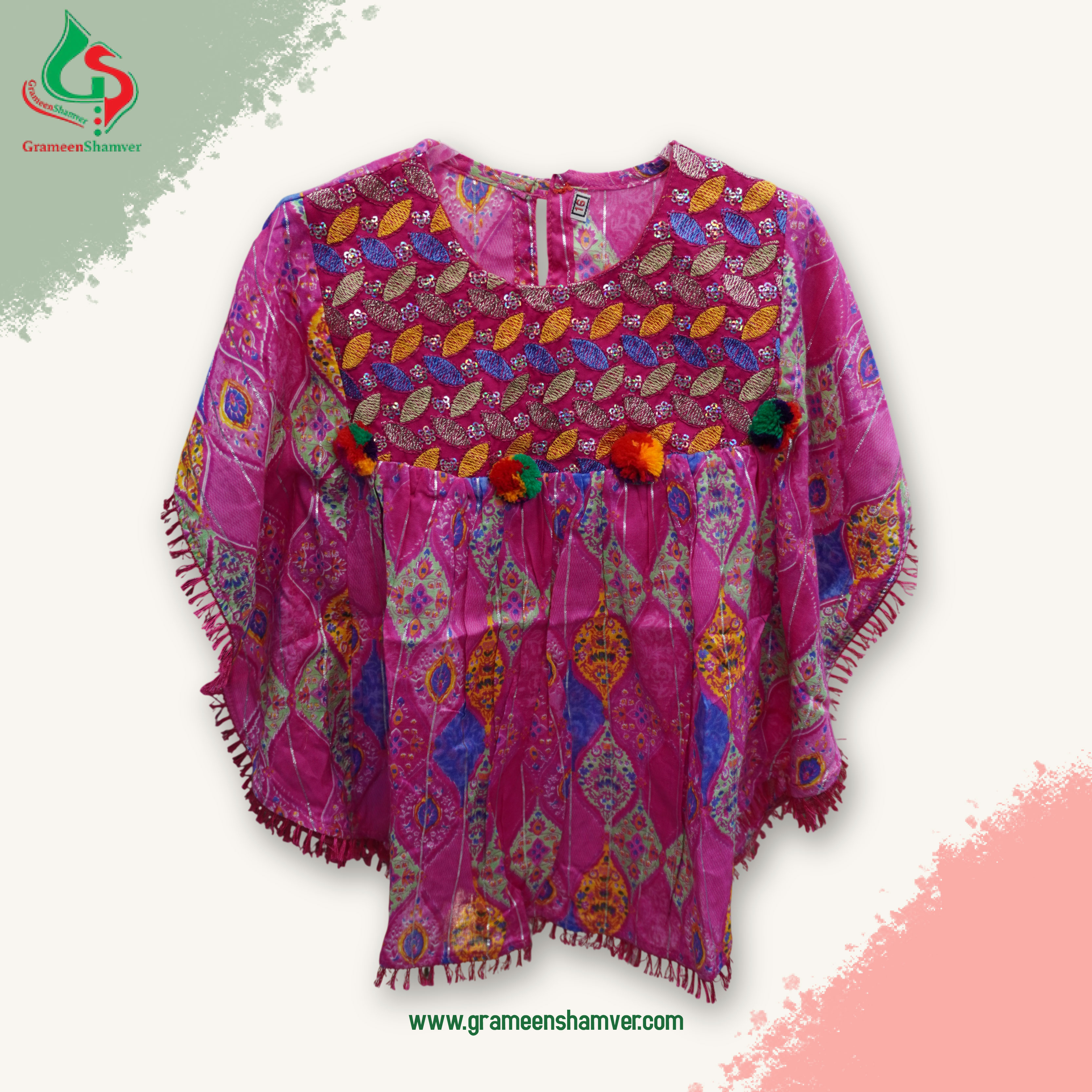 Deep Soft Pink Embroidered Kaftan