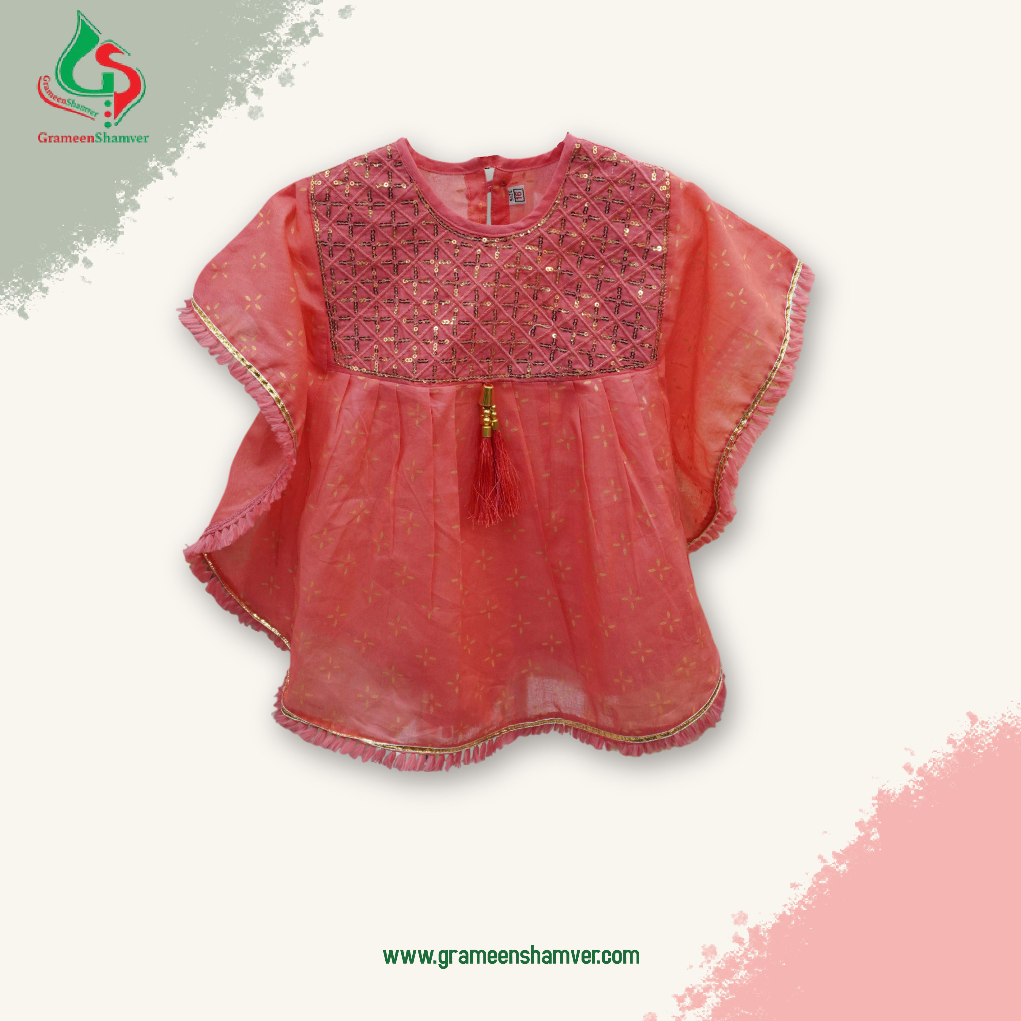 Coral Blood Pink With Sequance Embroidered Single Kaftan