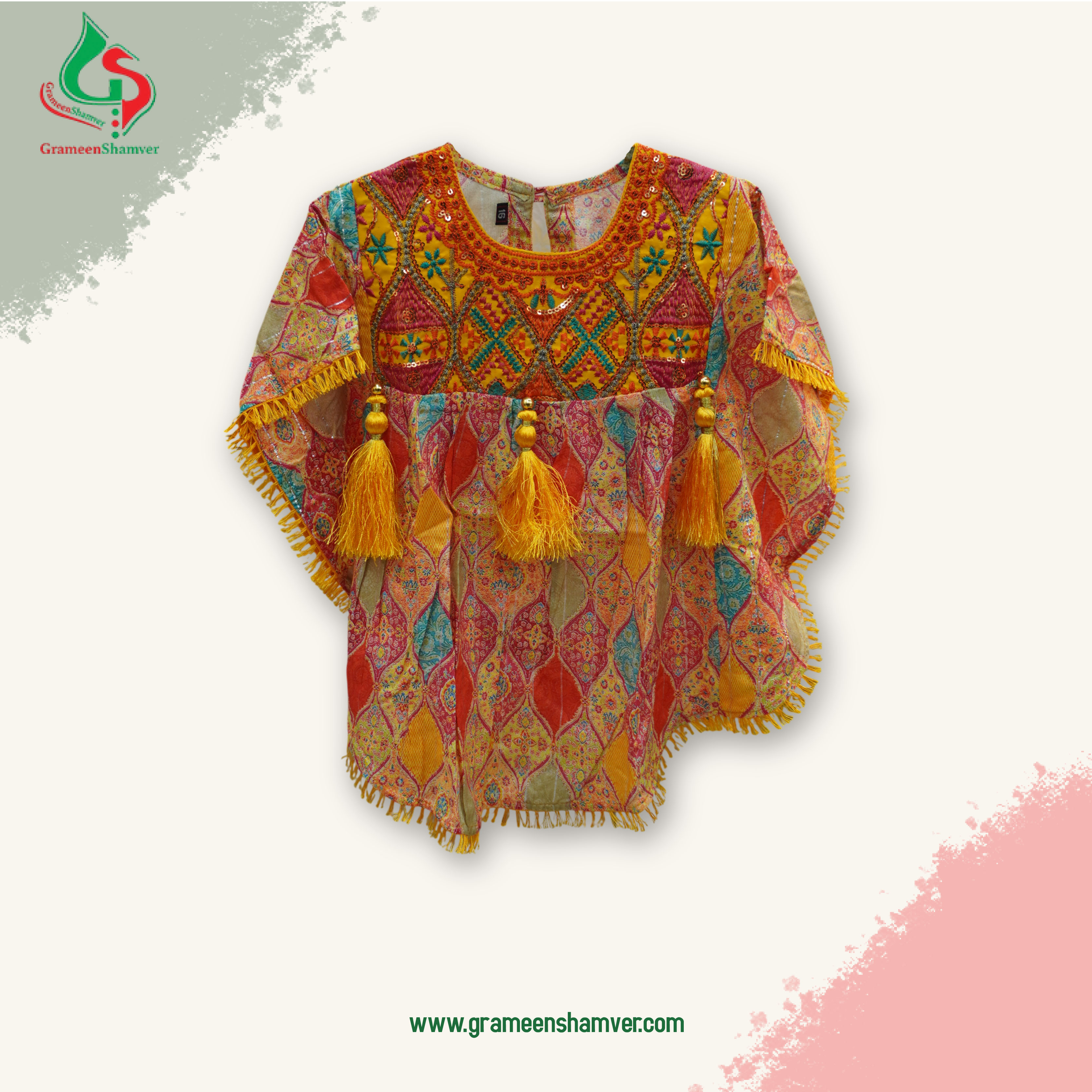 Deep Yellow Embroidered Kaftan