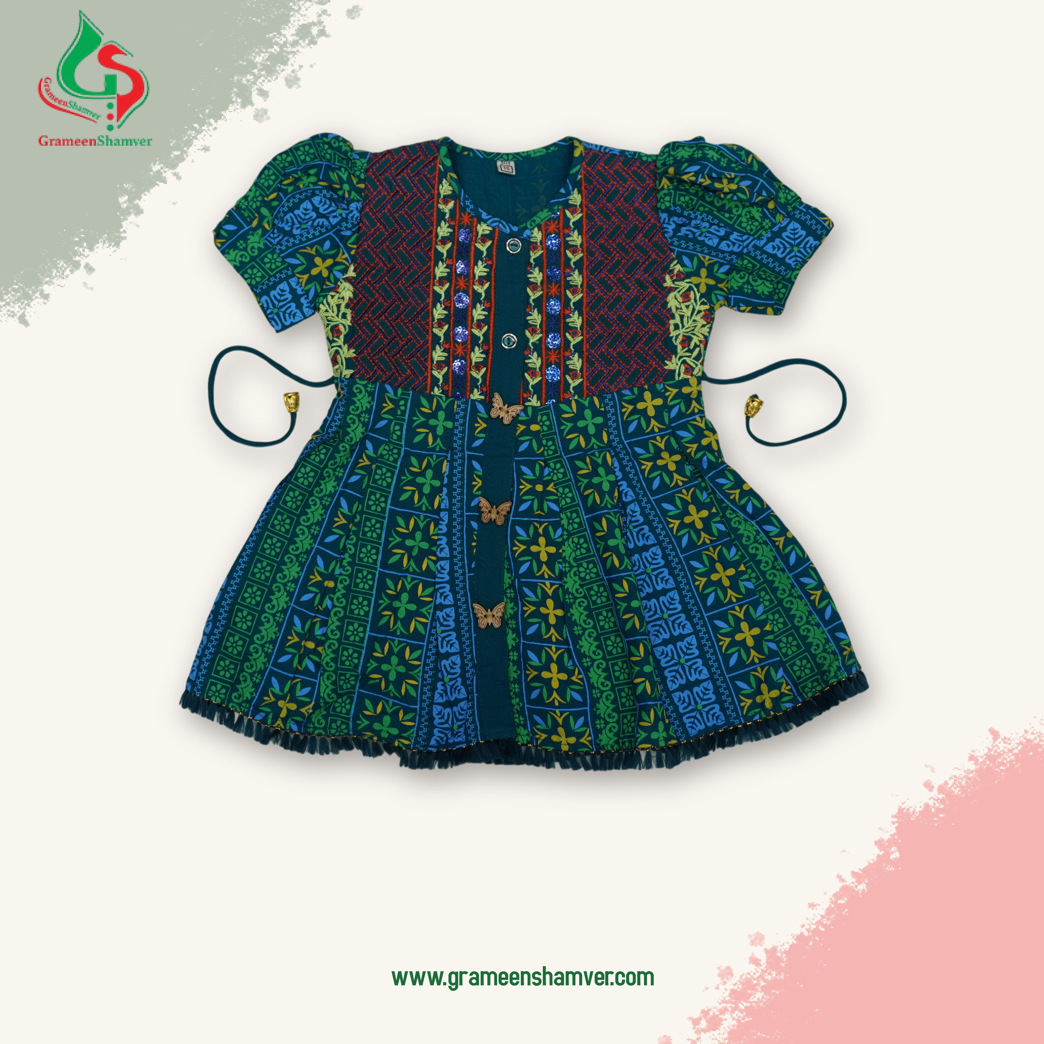 Sea Green With Embroidered Single Frog