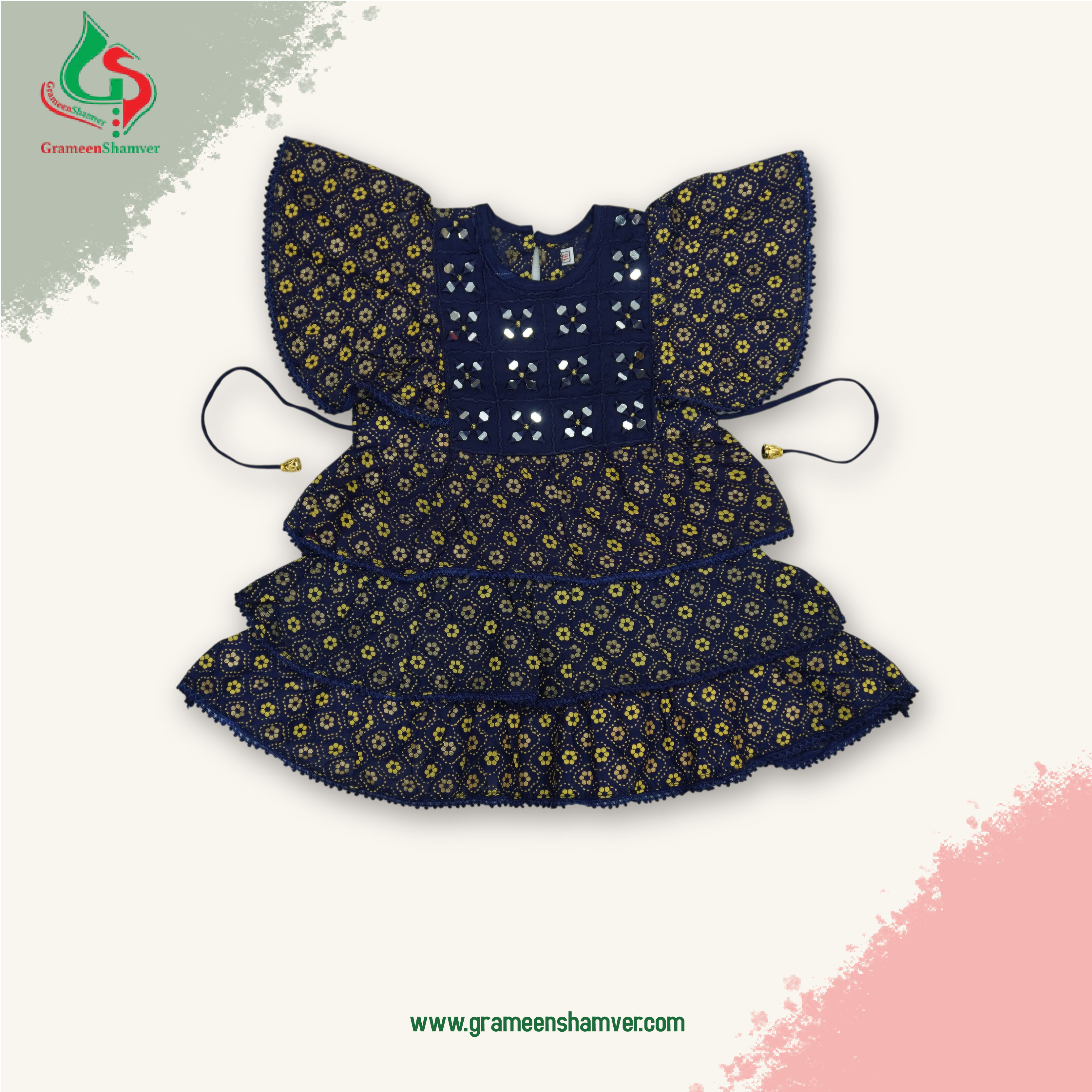 Deep Blue With Glass Embroidered Single Frog