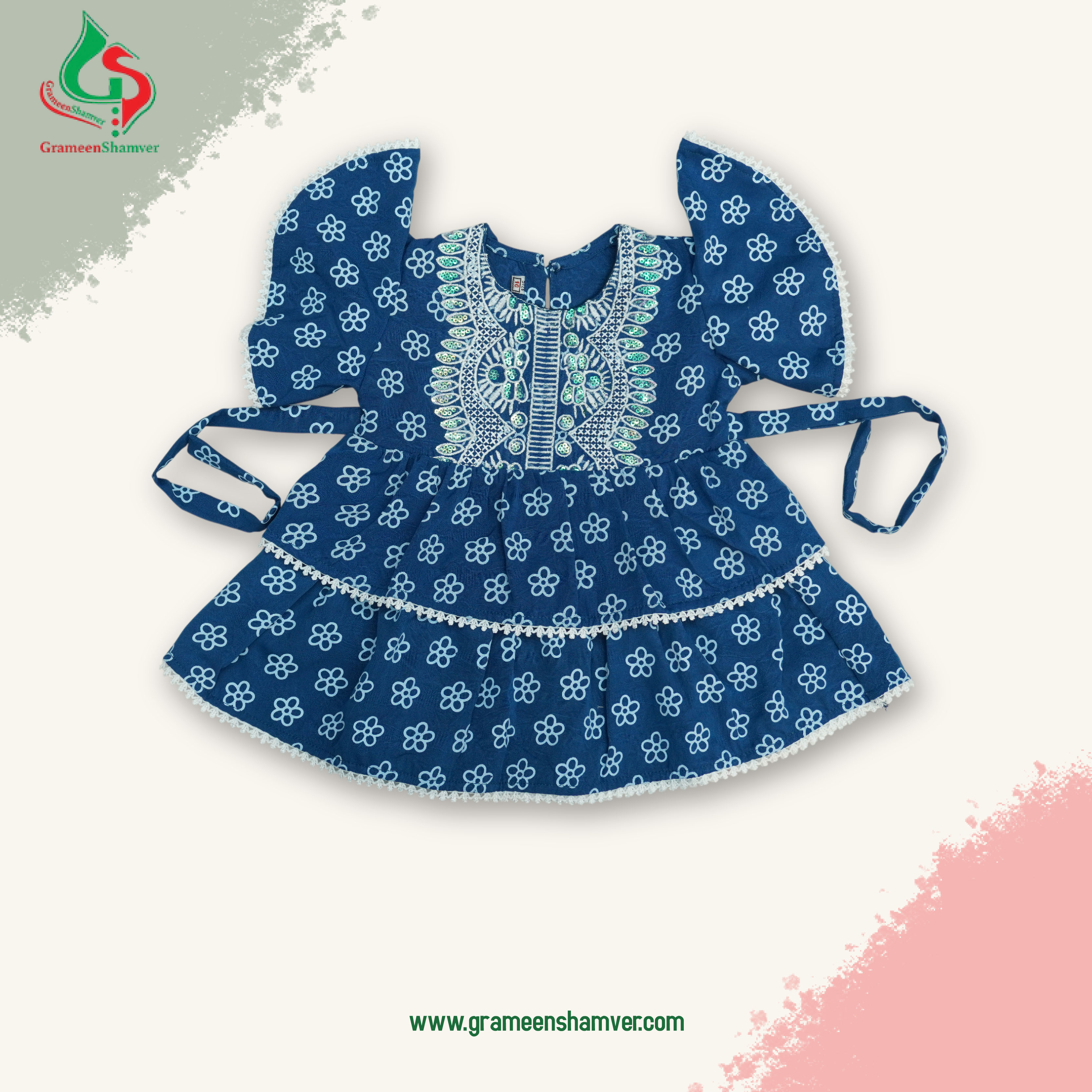 Navy Blue With Embroidered Single Frog