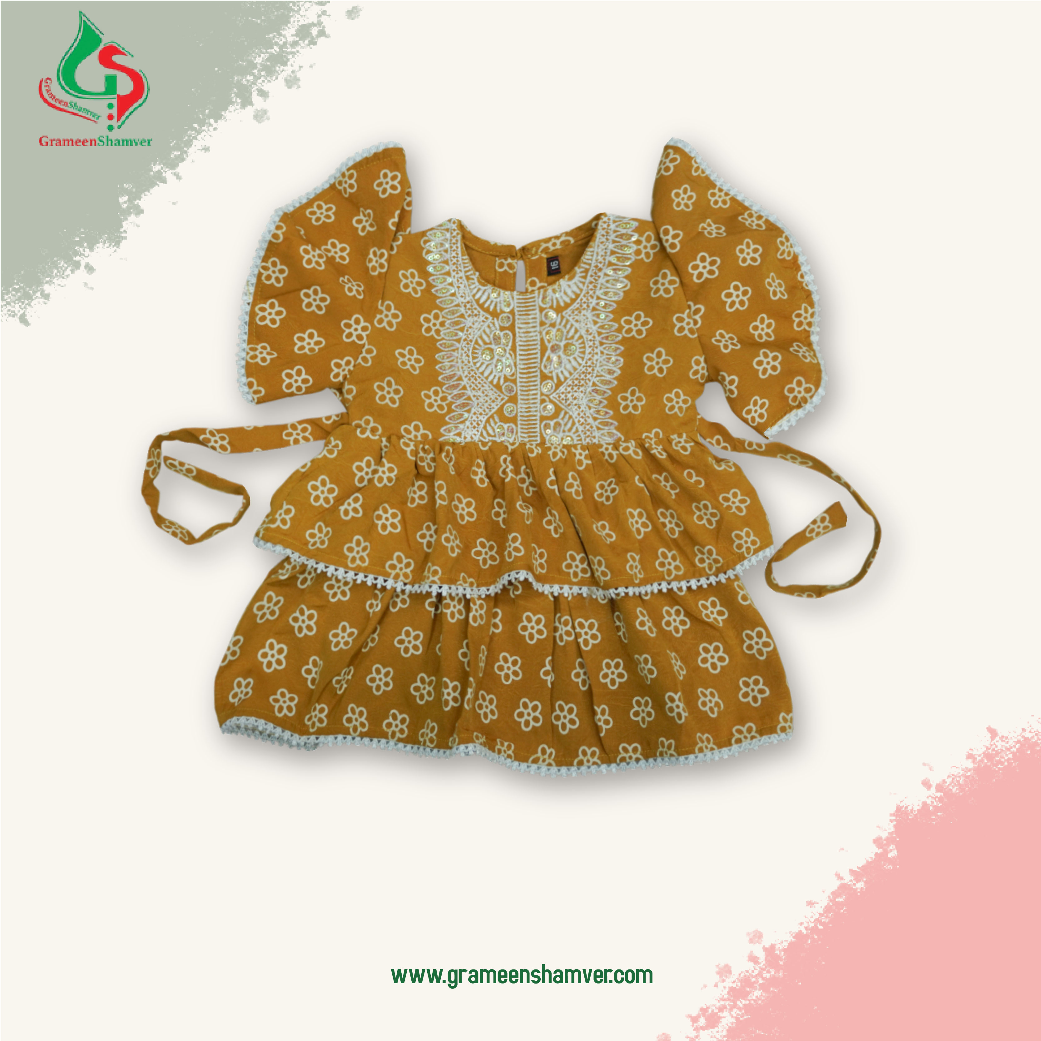 Mustard Yellow With Embroidered Single Frog